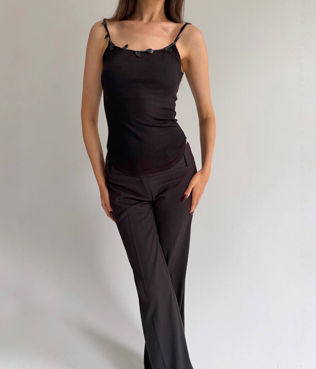 Vintage acetate mesh top with leaves