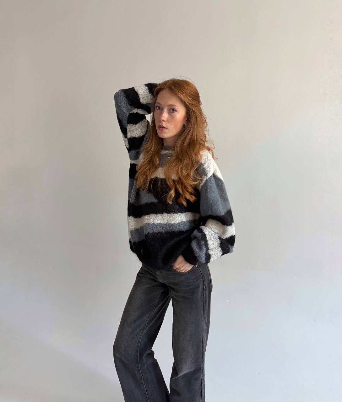 Vintage abstract patterned knit sweater