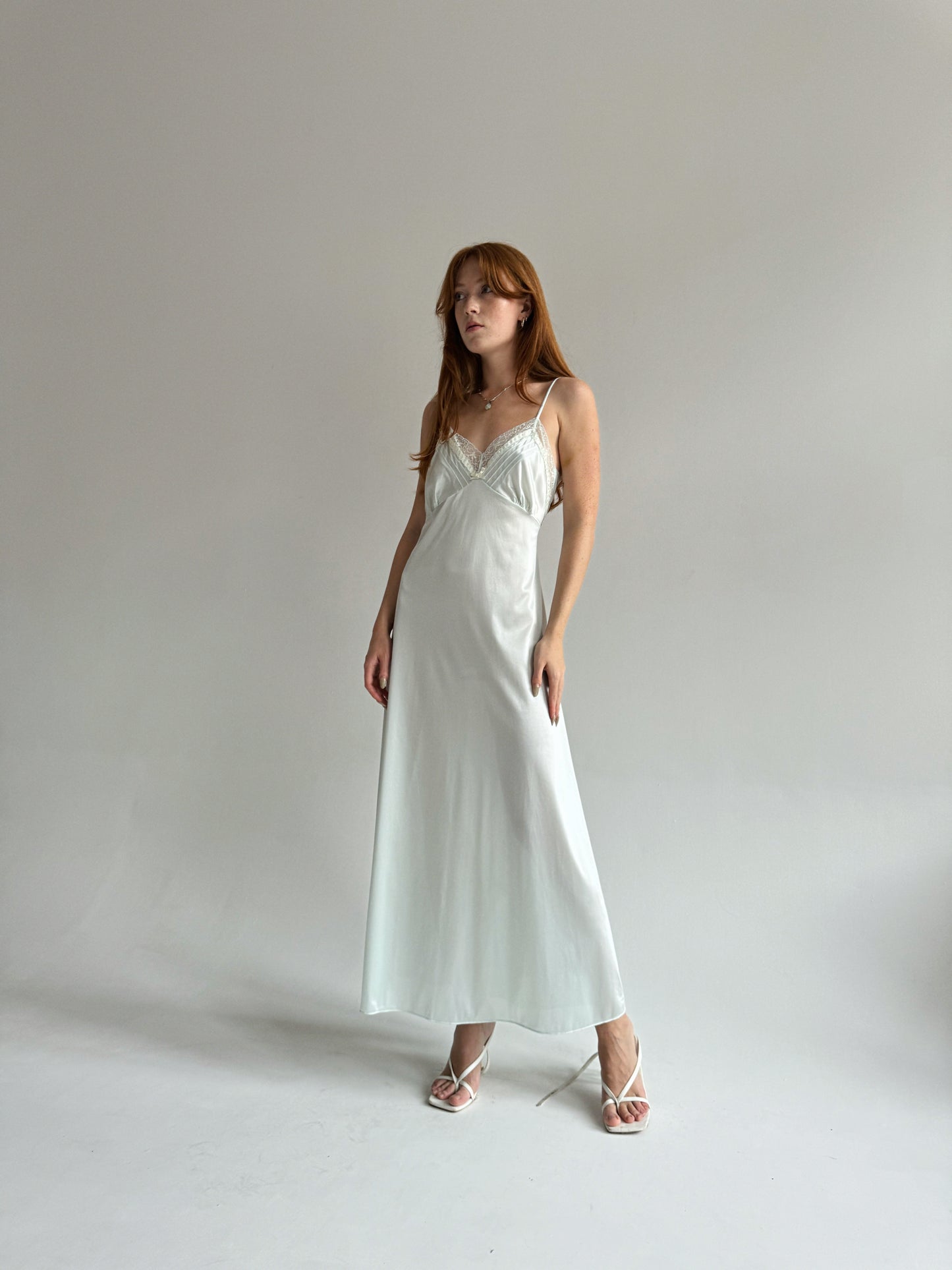 Vintage ice blue maxi slip dress