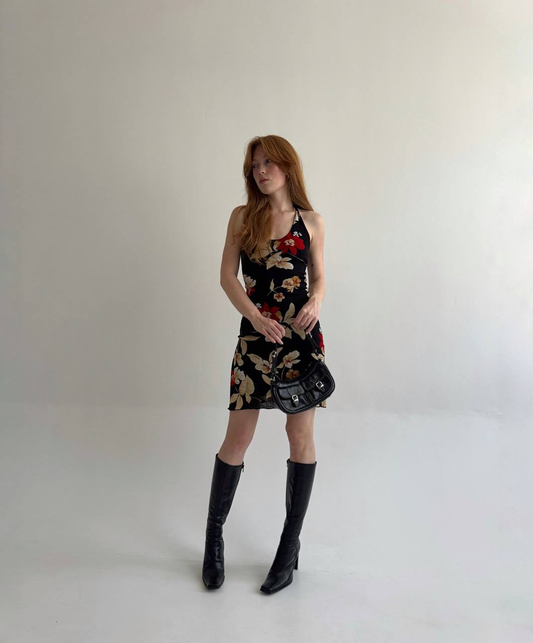 Vintage mini dress with flower pattern