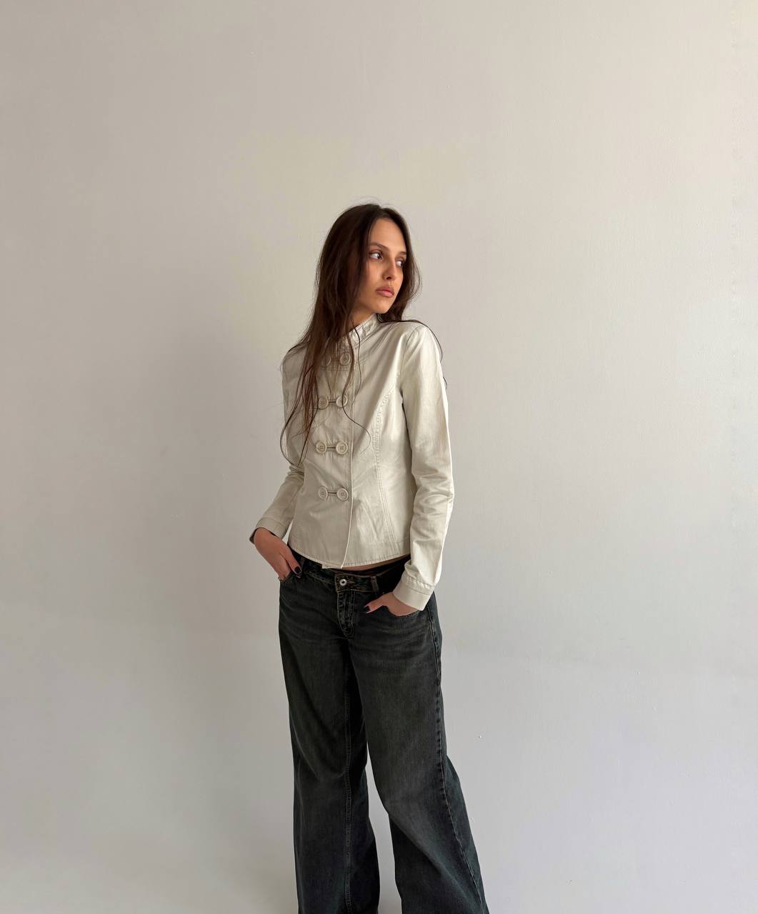 Vintage cotton cream satin jacket