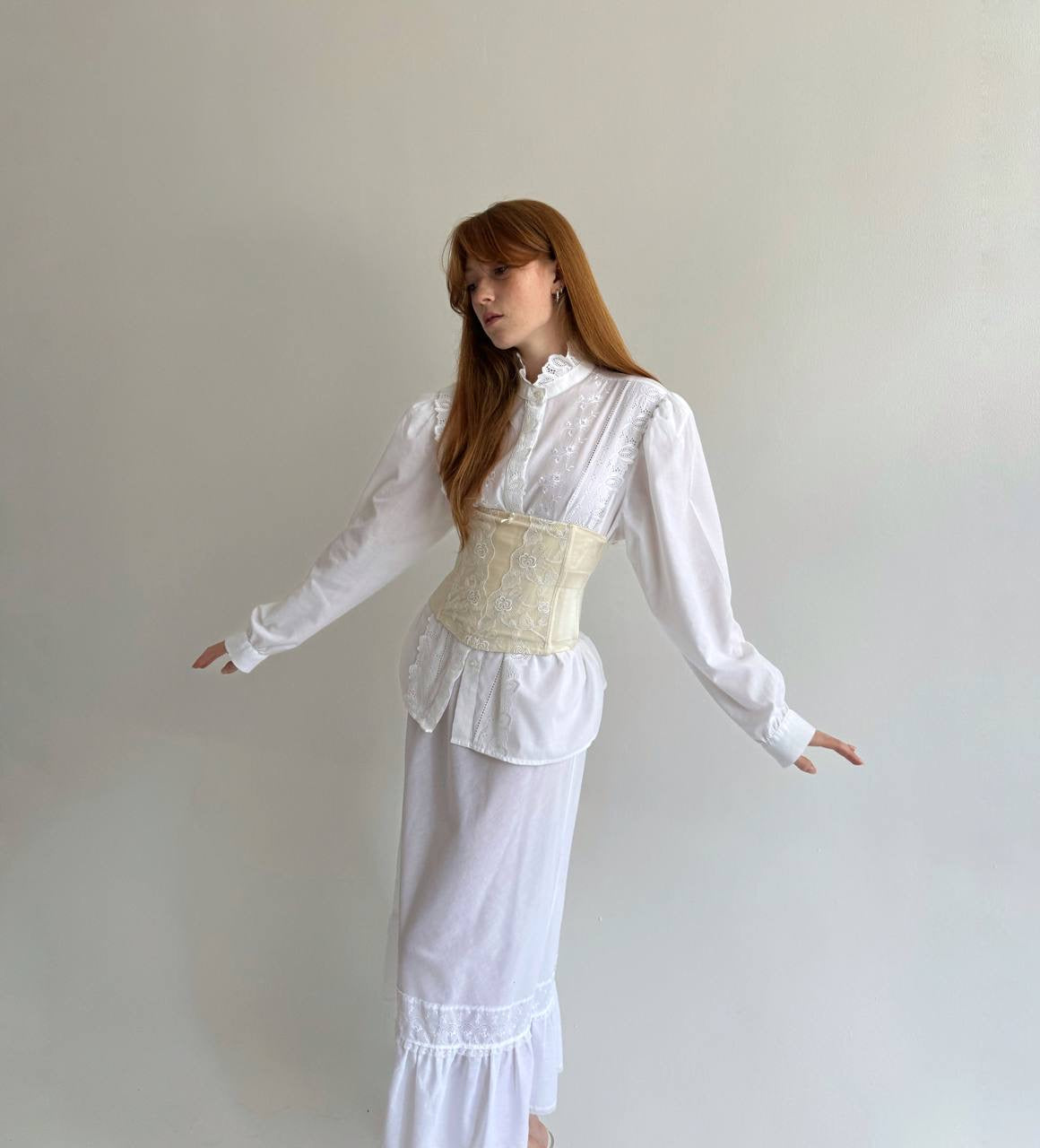 Vintage white Bavarian embroidered shirt