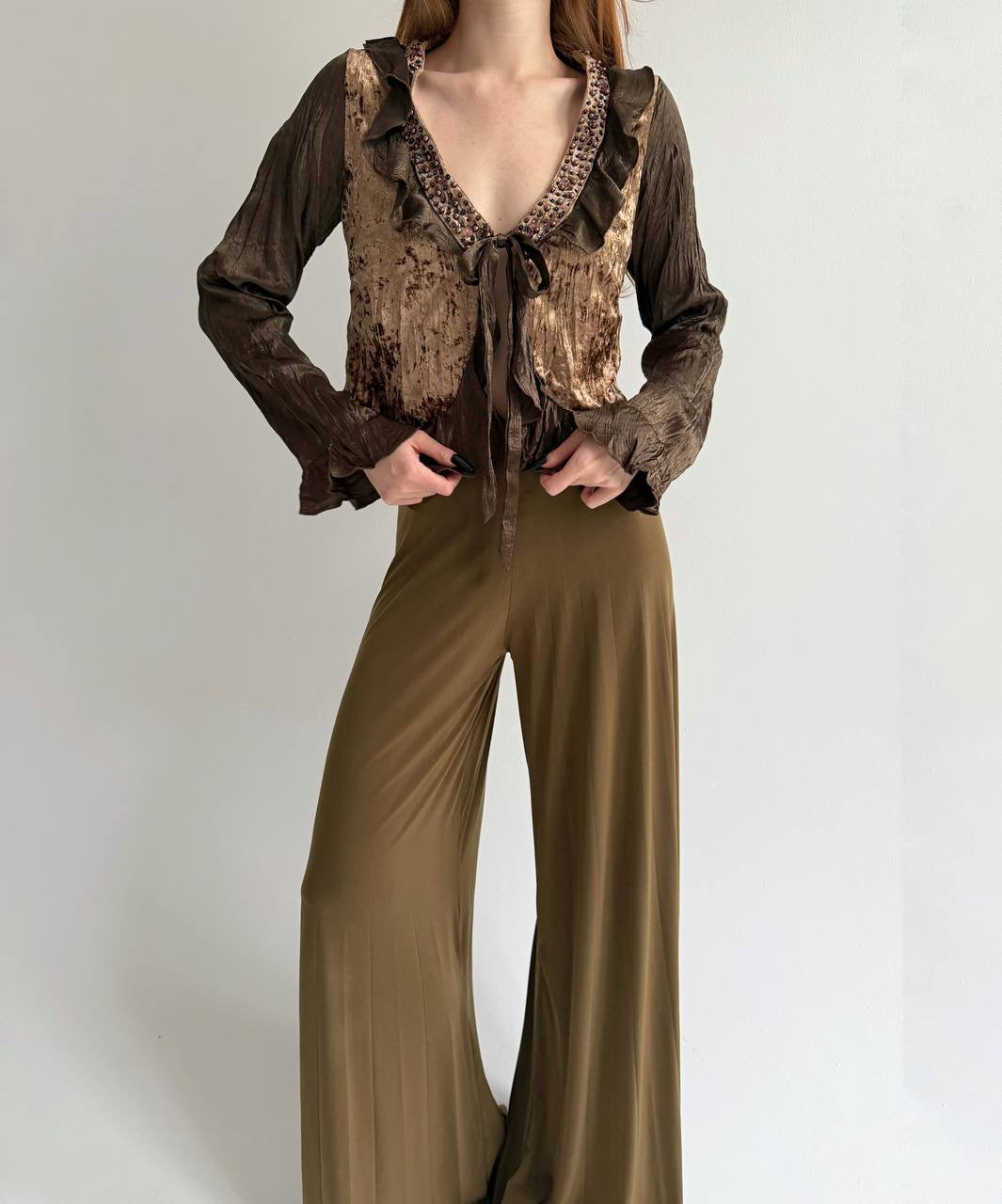 Vintage 73% cotton velvet cardigan blouse