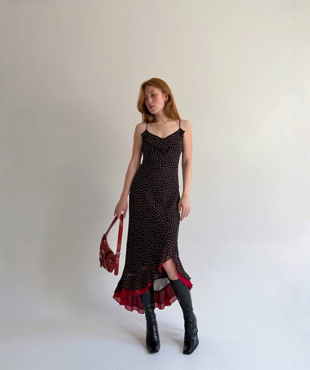 Vintage viscose long asymmetrical dress