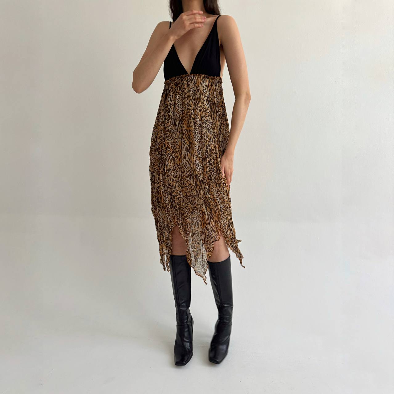 Vintage leopard print asymmetrical dress