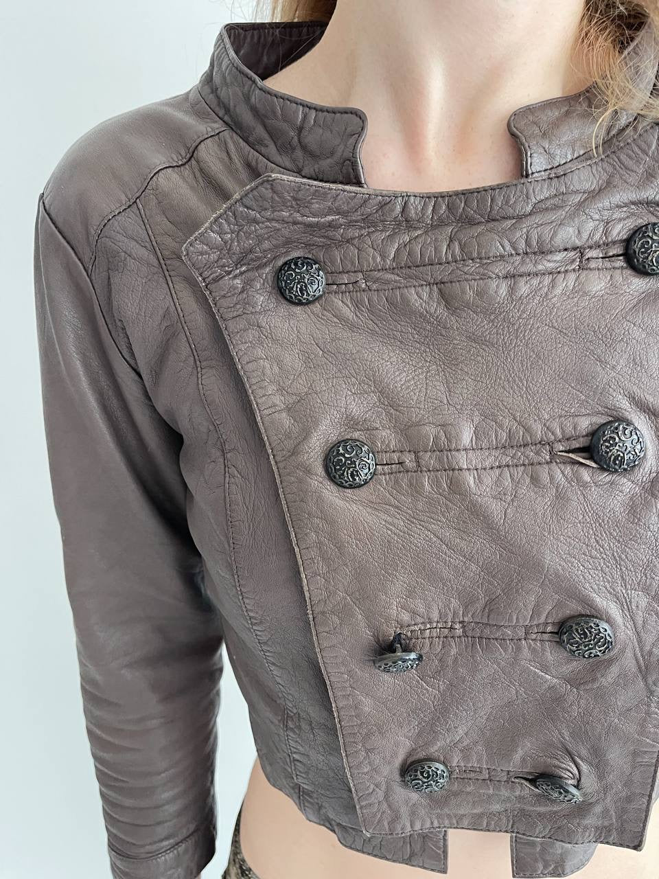 Vintage genuine leather brown jacket