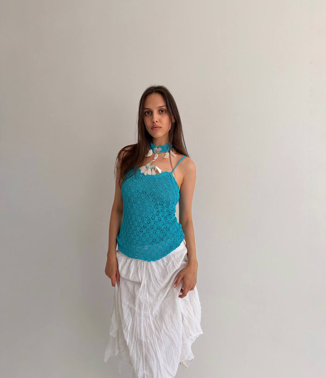 Vintage turquoise shell top