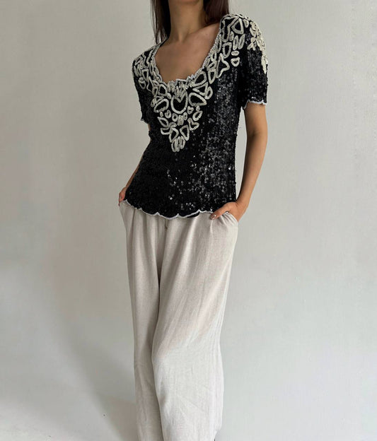 Vintage sequin beaded blouse