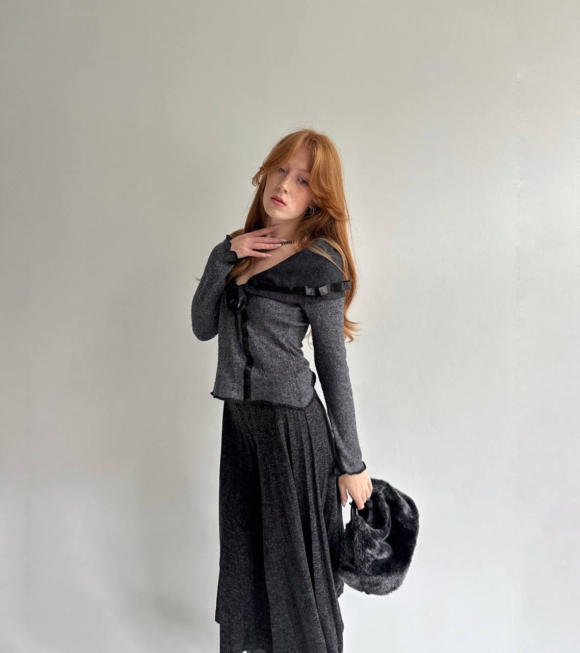 Vintage mohair blend jumper with rose appliqué
