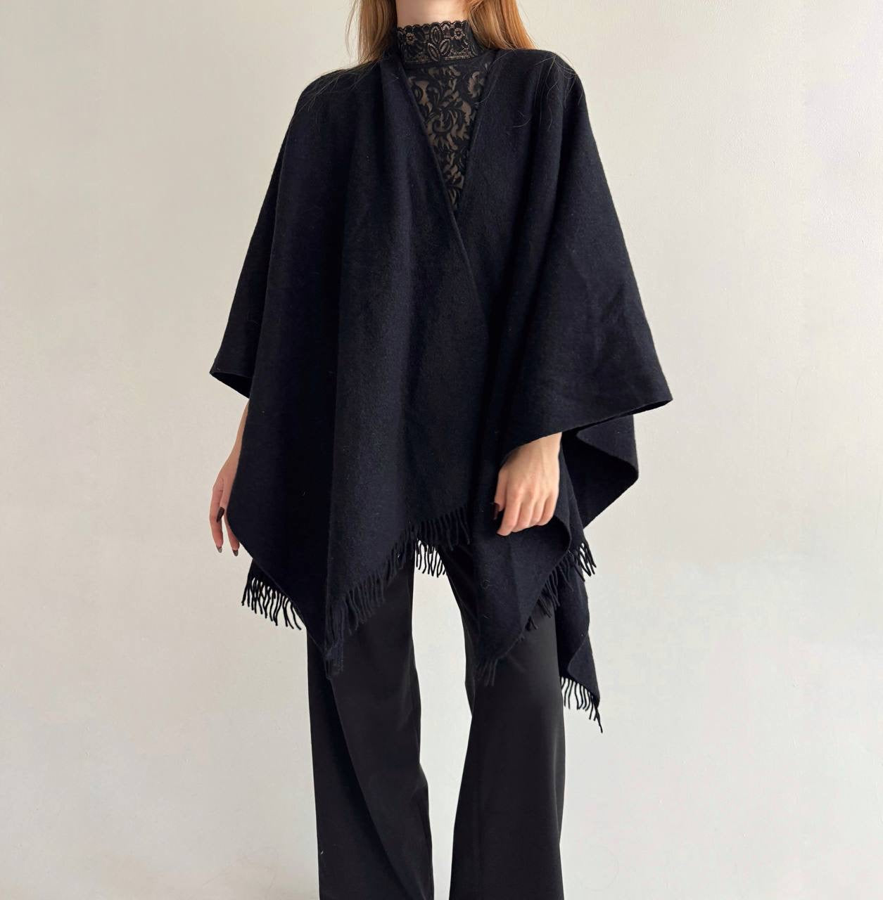Vintage black coat poncho