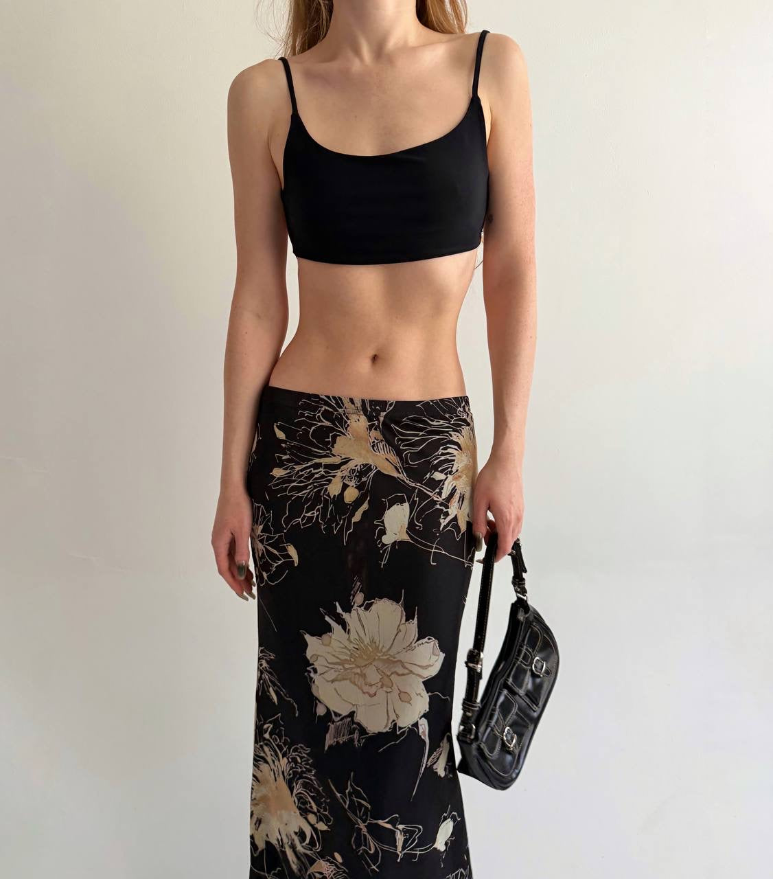 Vintage long skirt with flower print