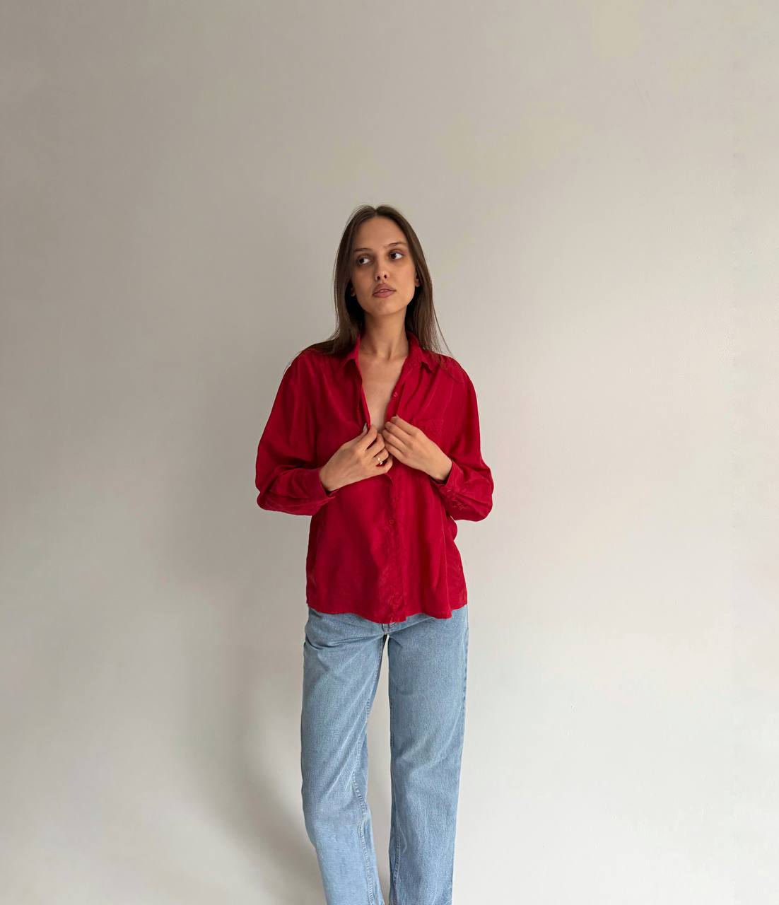 Vintage pure silk red blouse