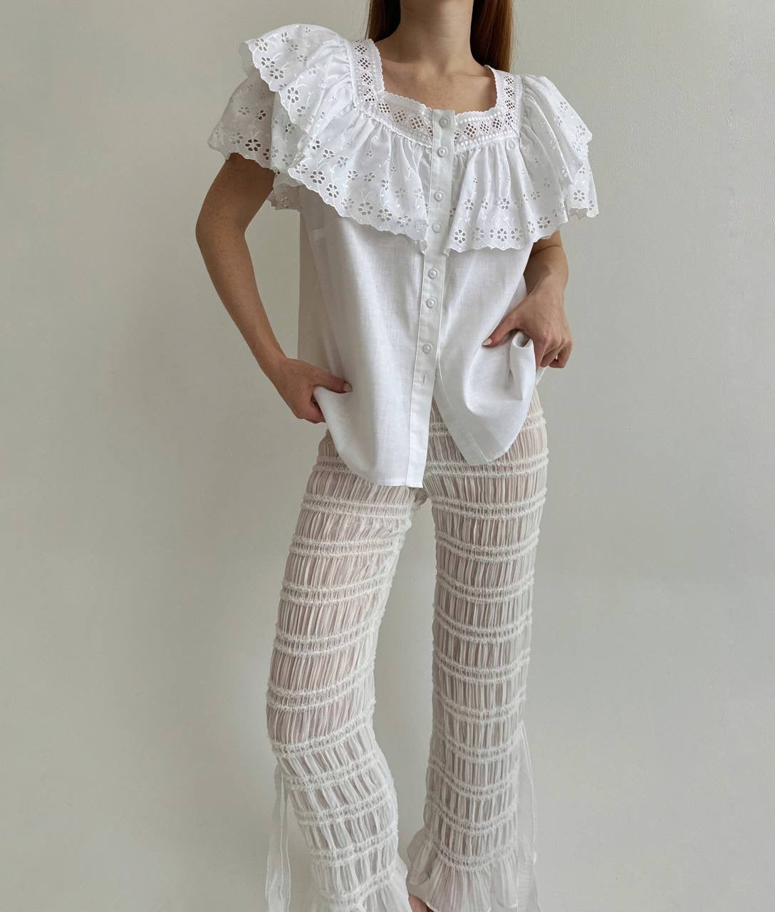 Vintage cotton embroidery blouse
