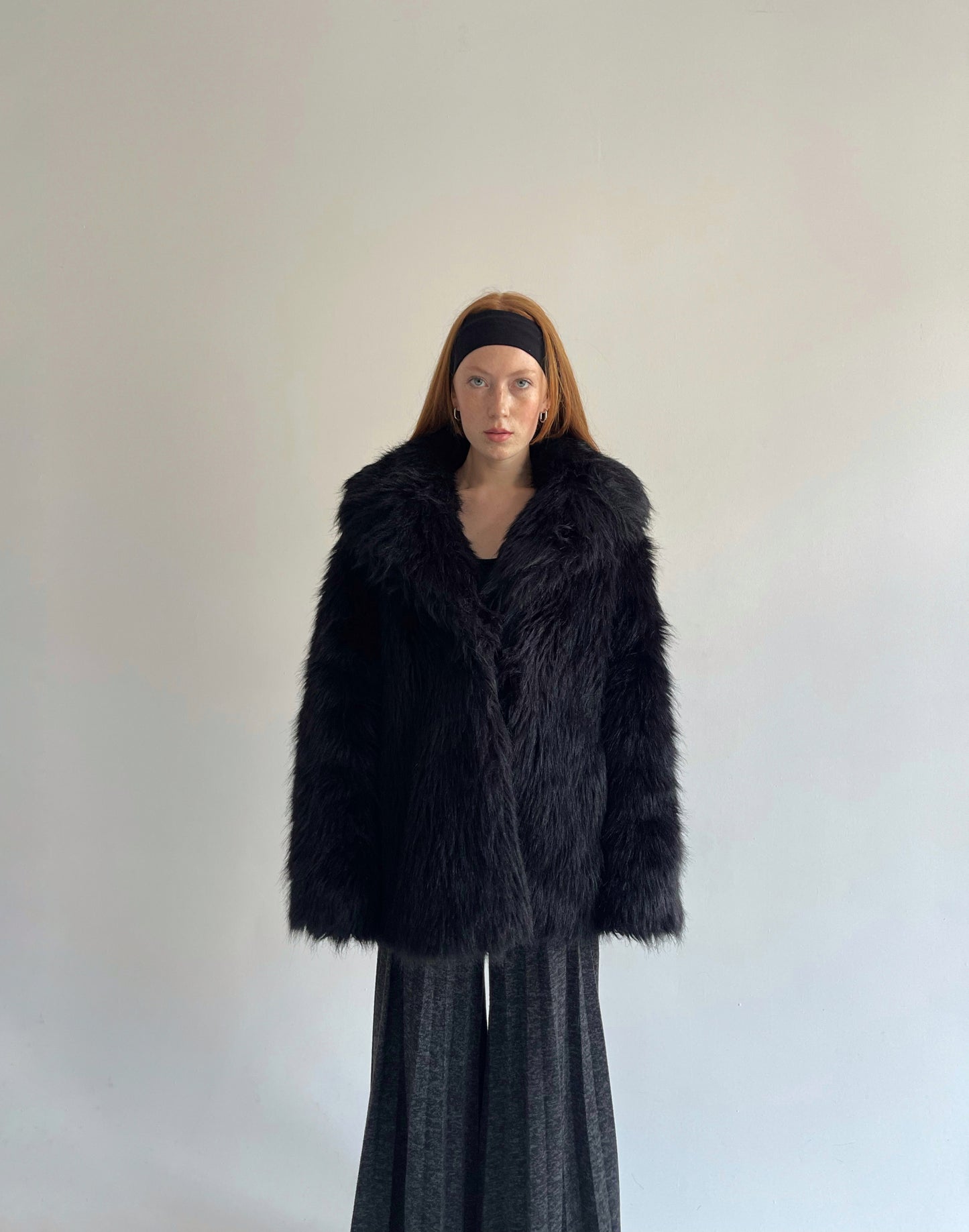 Vintage black oversized faux fur