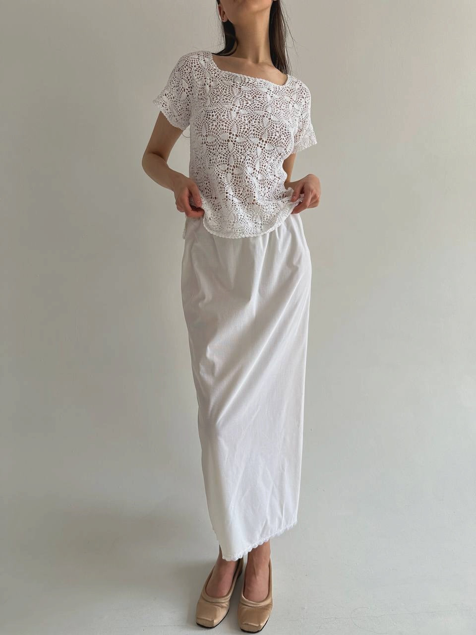 Vintage crochet white blouse