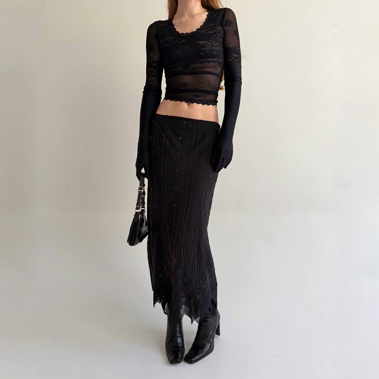 Vintage Laura Ashley beaded long skirt