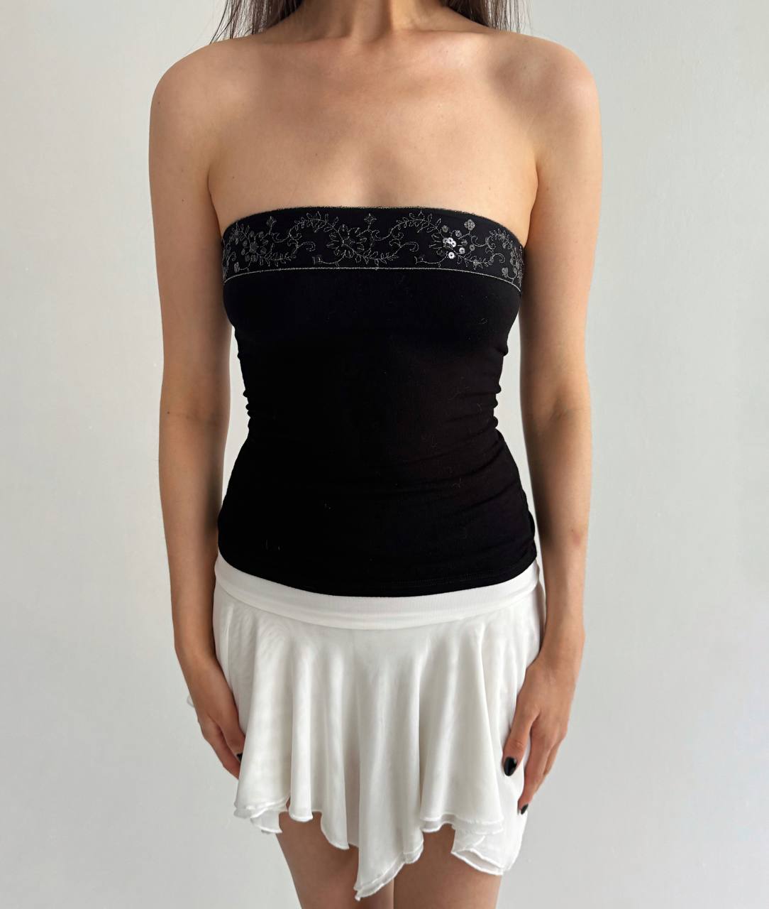 Vintage viscose black tube top