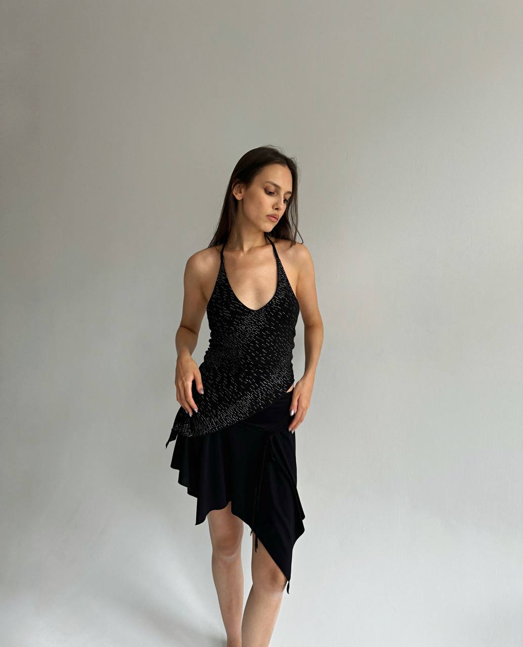Vintage y2k glitter asymmetrical blouse