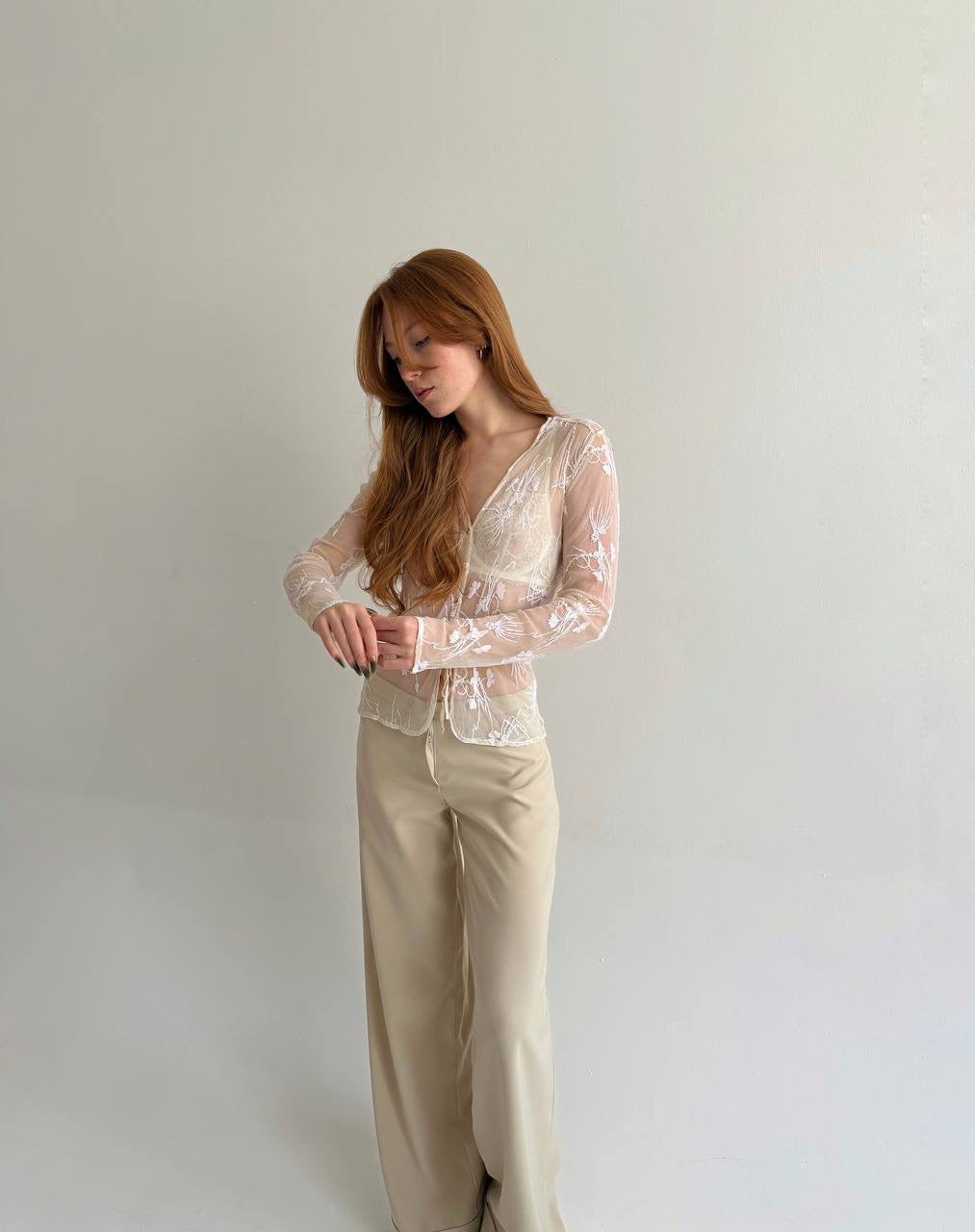 Vintage transparent button up blouse