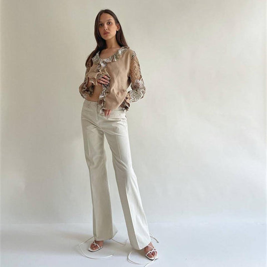 Y2K beige cotton trousers