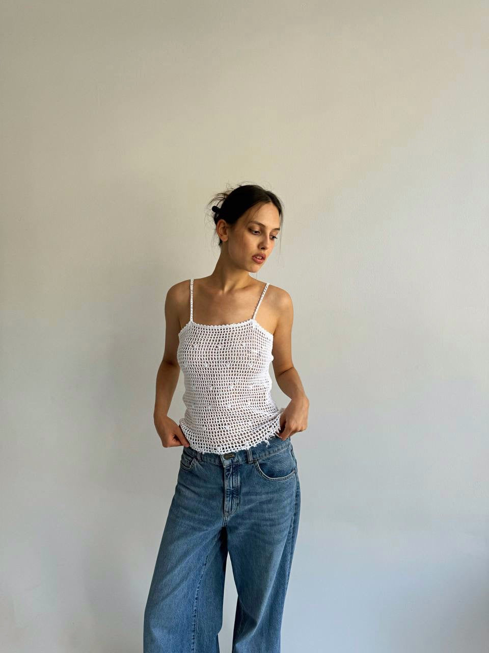 Vintage cotton handmade crochet top