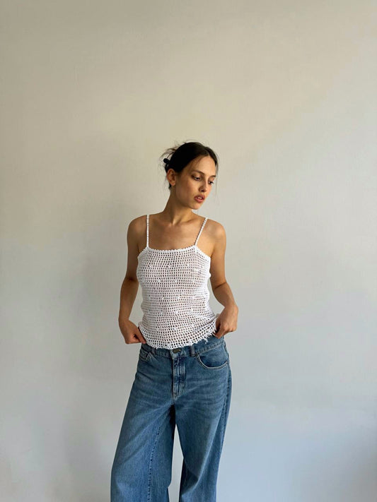 Vintage cotton handmade crochet top