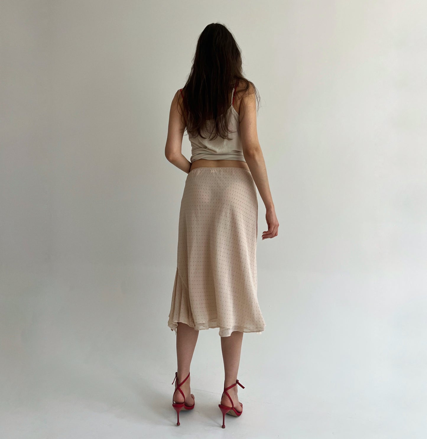 Vintage polka dot beige skirt
