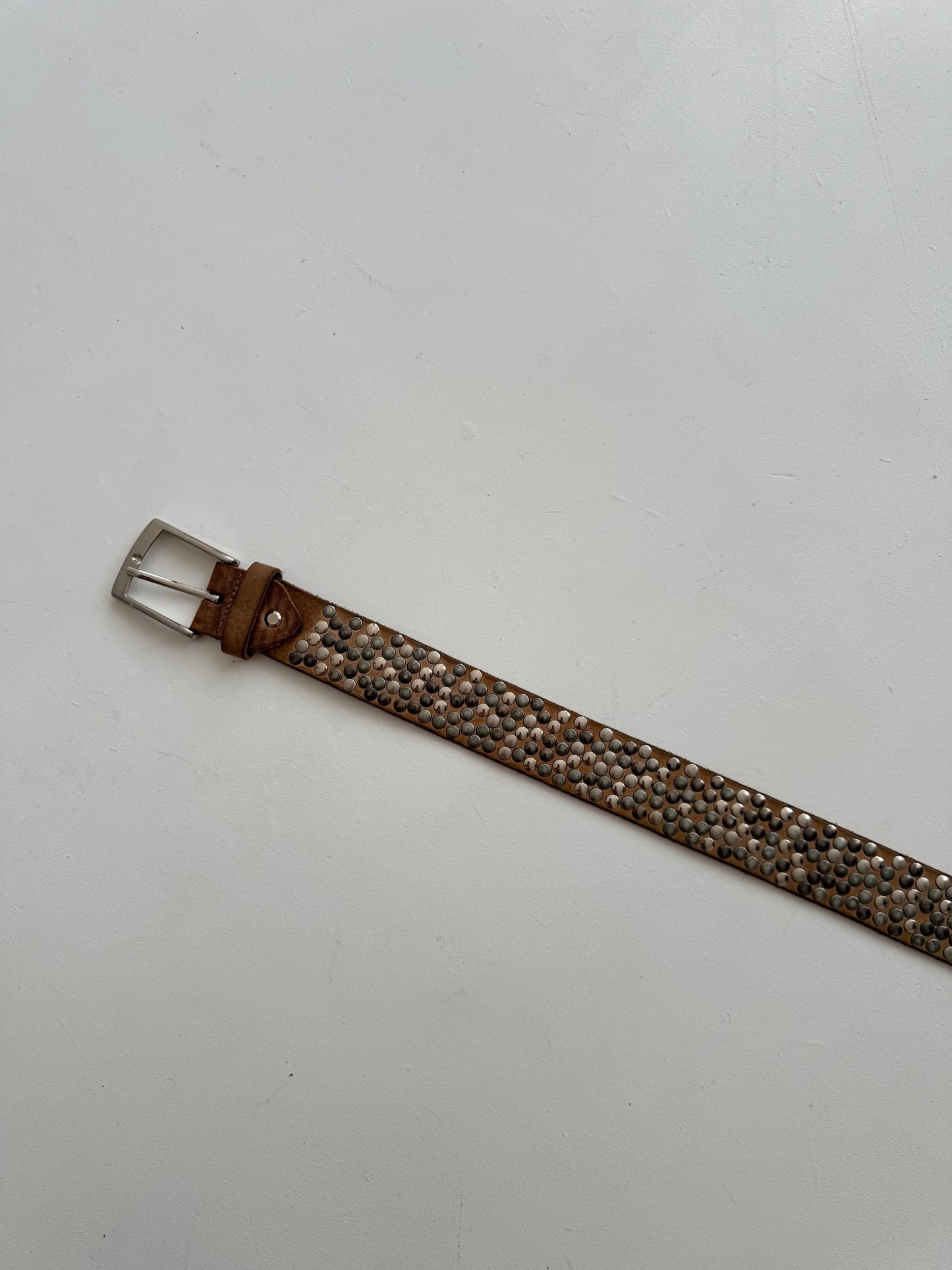 Vintage genuine leather studded grunge belt