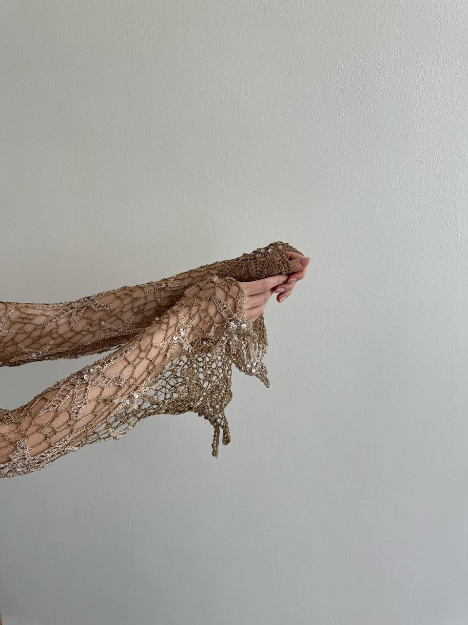 Vintage crochet asymmetrical blouse