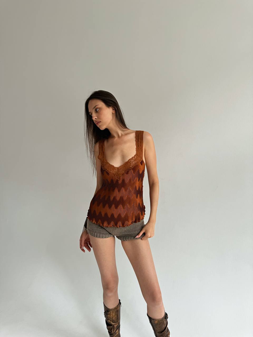 Vintage La Perla pleated bronze camisole