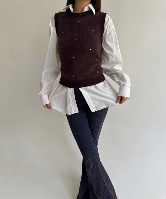 Vintage angora brown vest