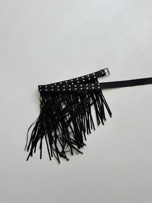 Vintage black tassel belt