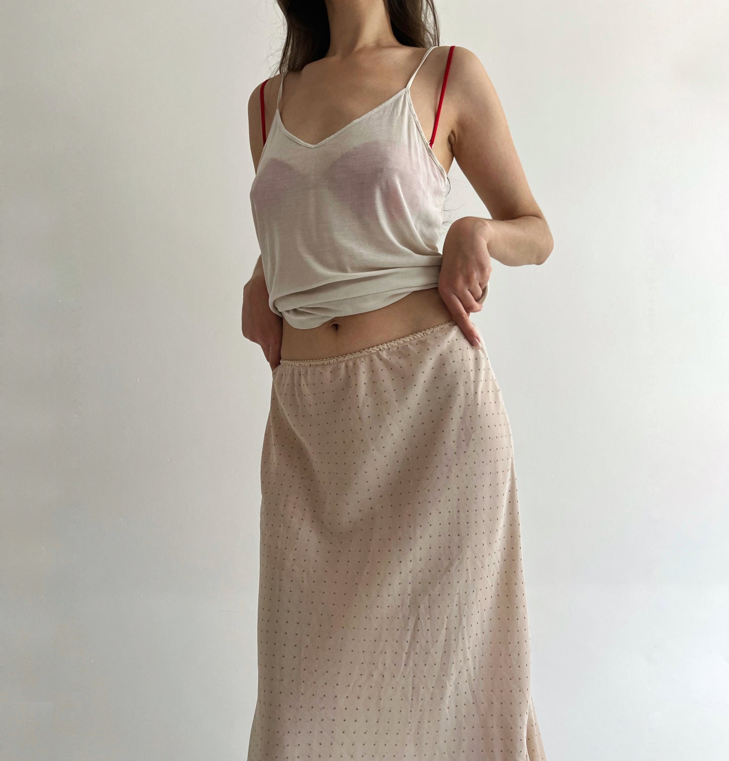 Vintage polka dot beige skirt