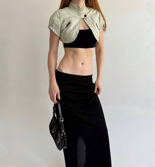 Vintage genuine leather cropped bolero