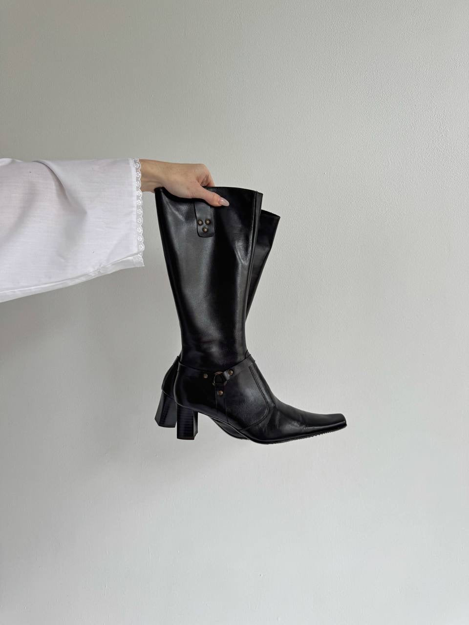 Vintage faux leather knee high boots