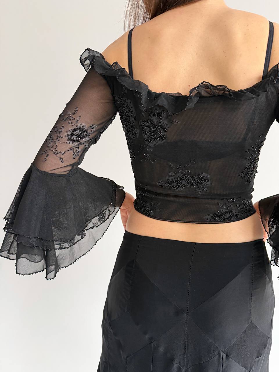 Vintage mesh beaded top