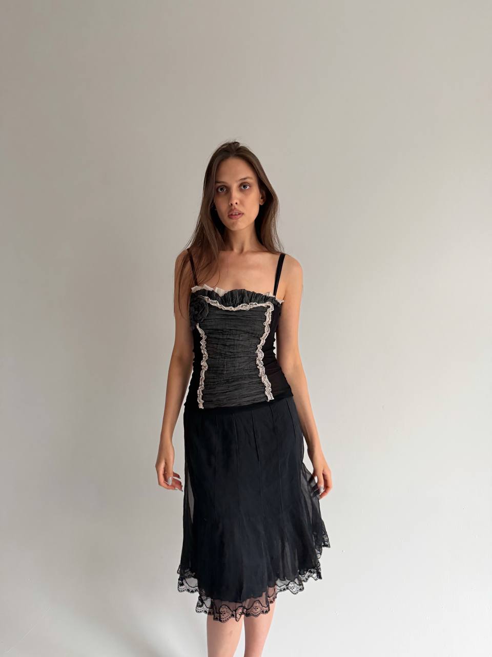 Vintage top with flower appliqué