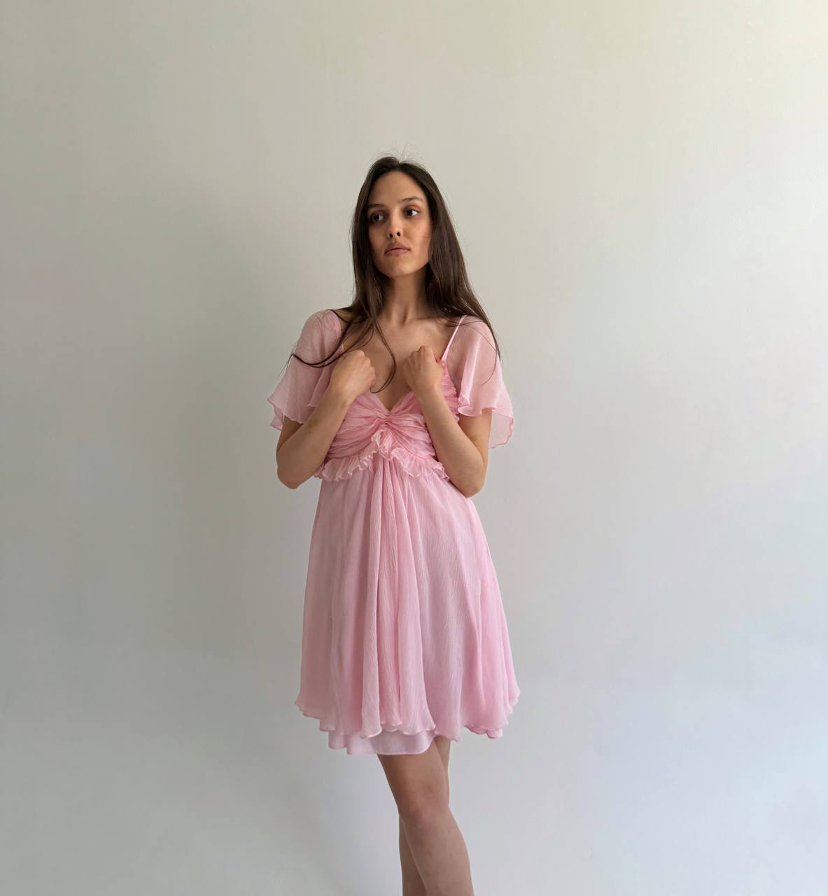 Blumarine pink viscose and silk dress