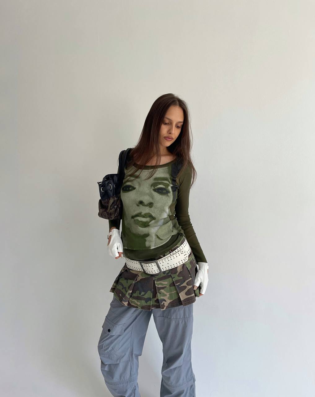 Vintage mesh cotton blend top