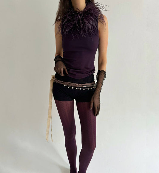 Vintage violet blouse with feather