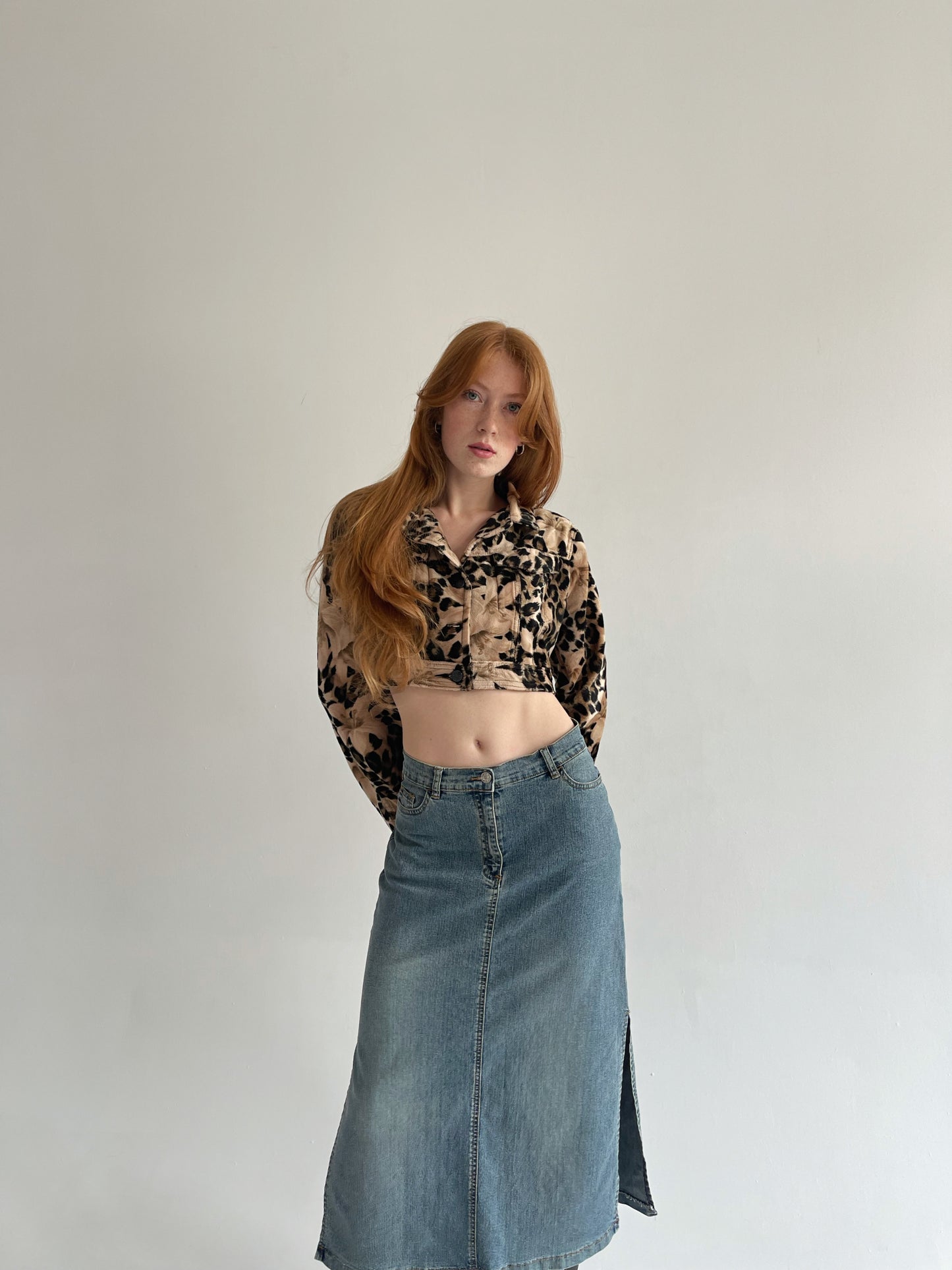 Vintage midi skirt with side cuts