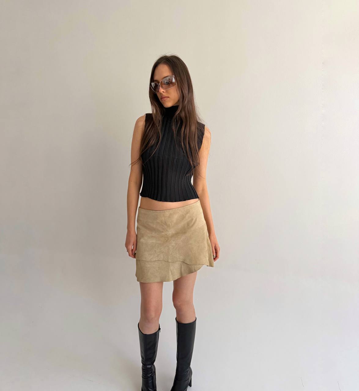 Vintage leather asymmetrical skirt