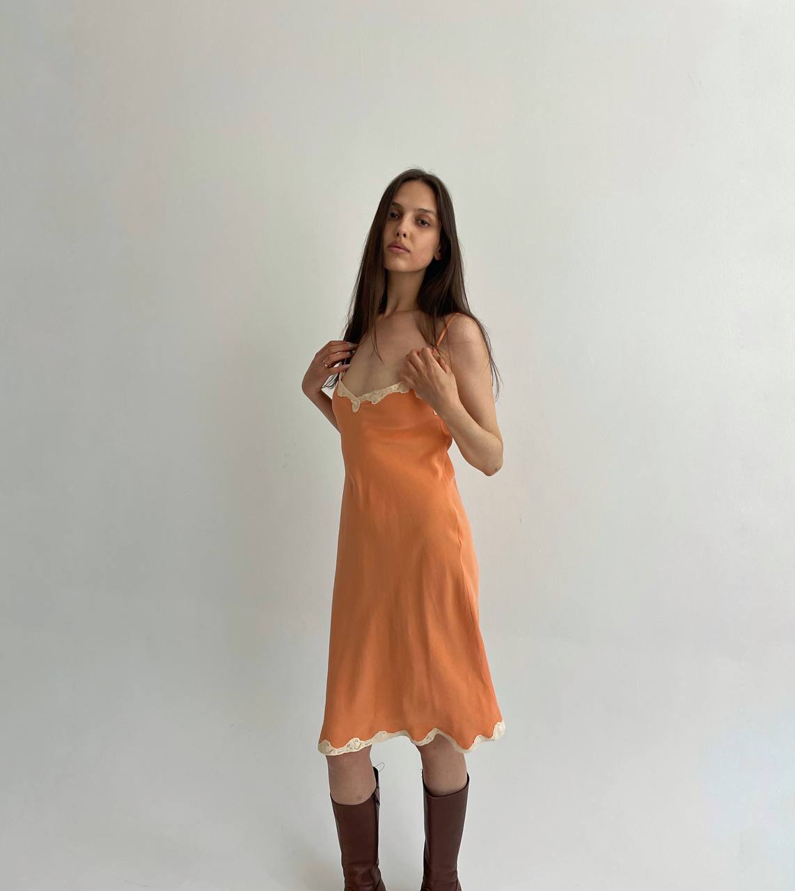 Vintage french pure silk slip dress
