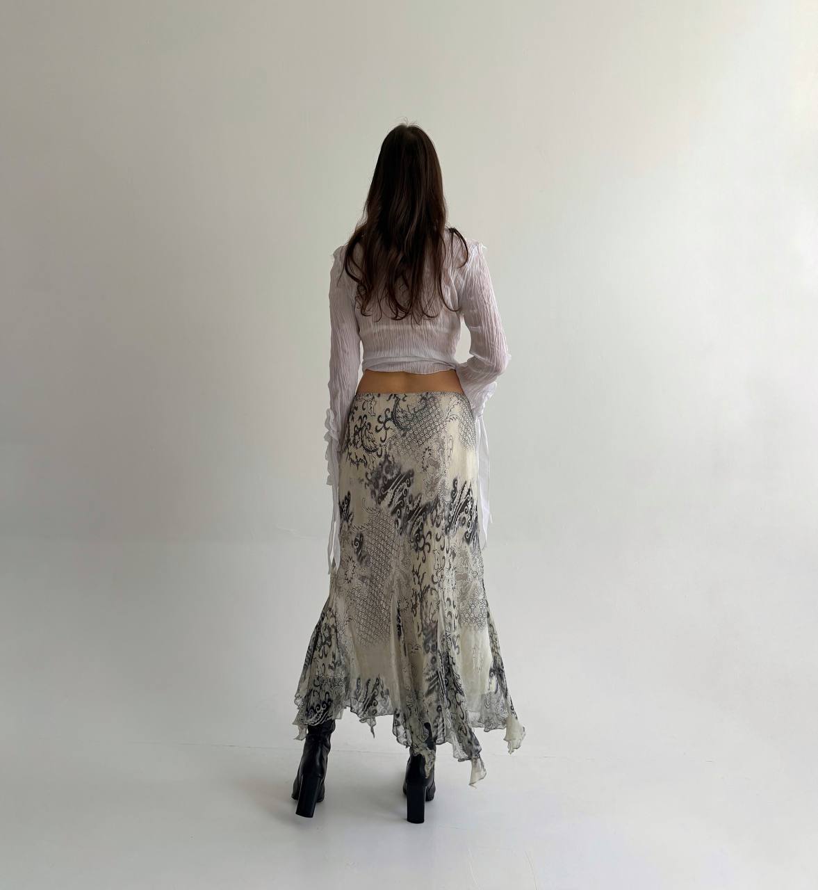 Vintage pure silk printed skirt