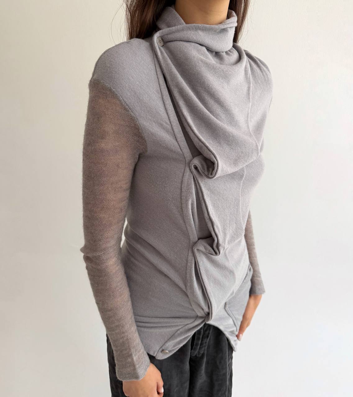 Avant garde asymmetrical Italian cardigan