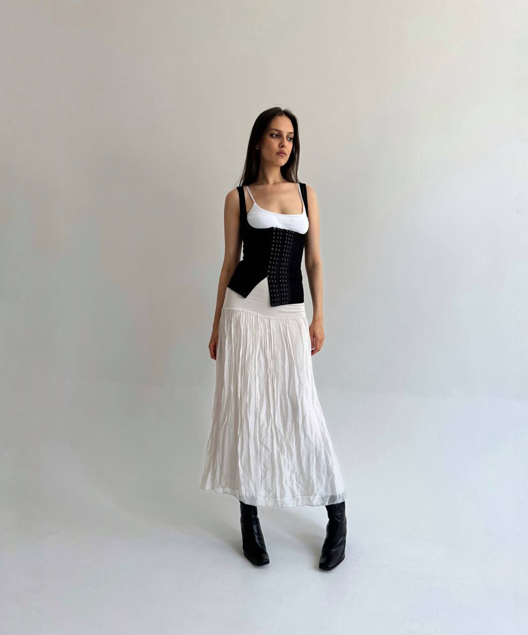 Vintage silk and viscose cream skirt