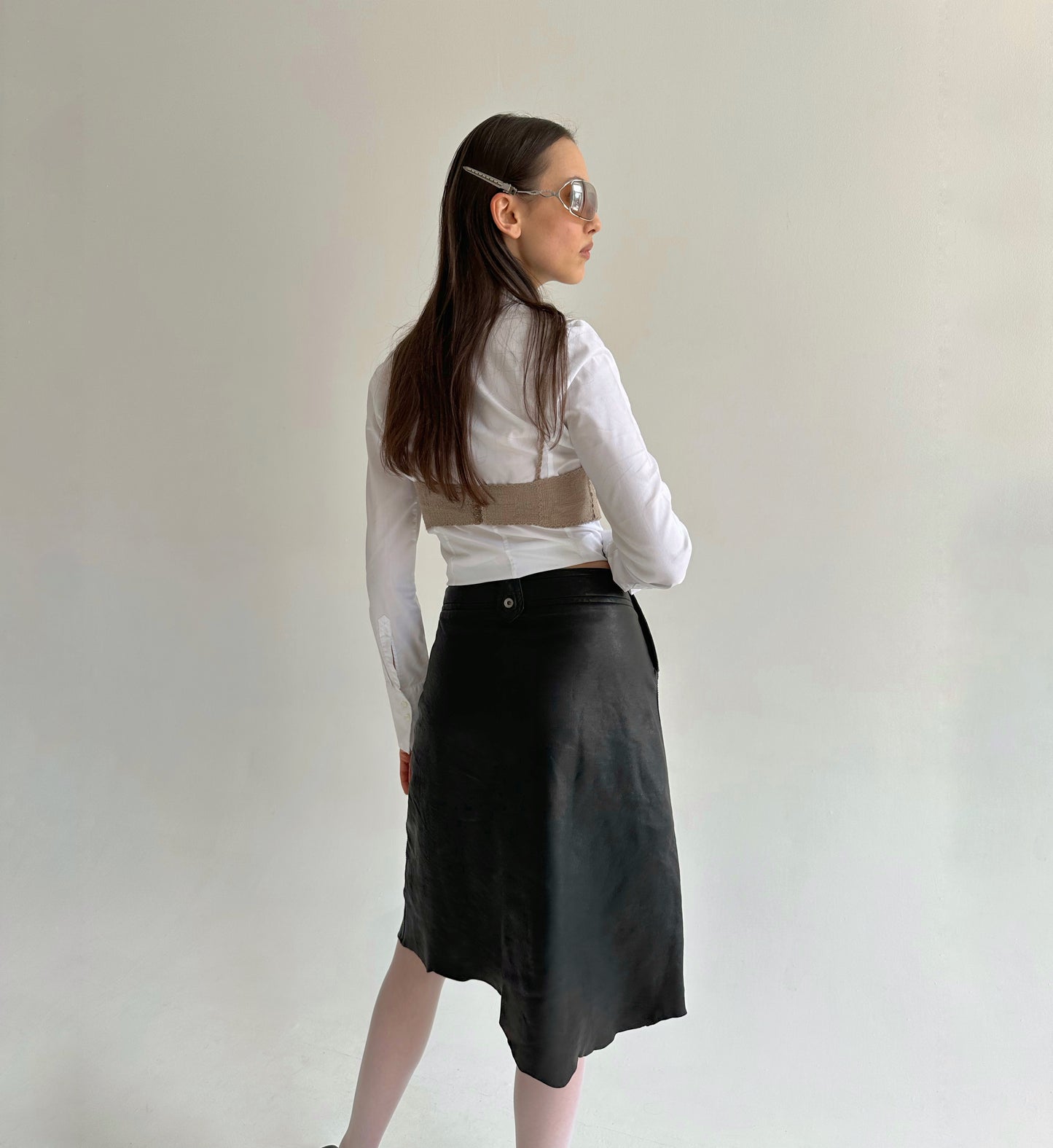 Vintage Plein Sud genuine leather asymmetrical skirt