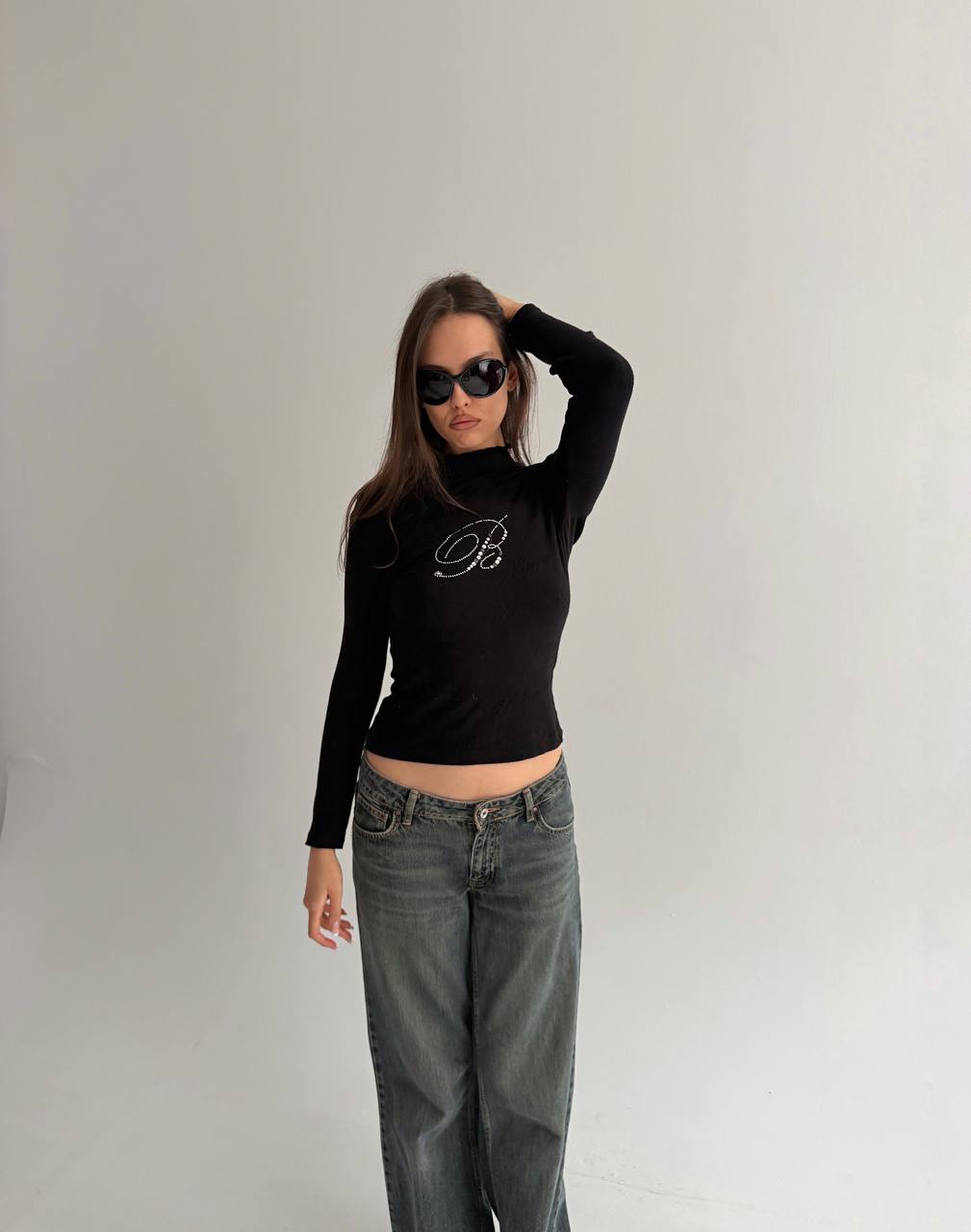 Vintage Blumarine blouse with rhinestone logo