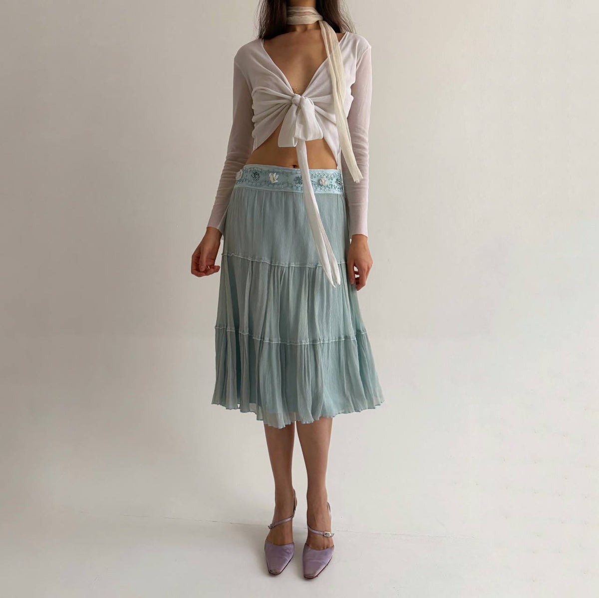 Vintage pure silk blue skirt