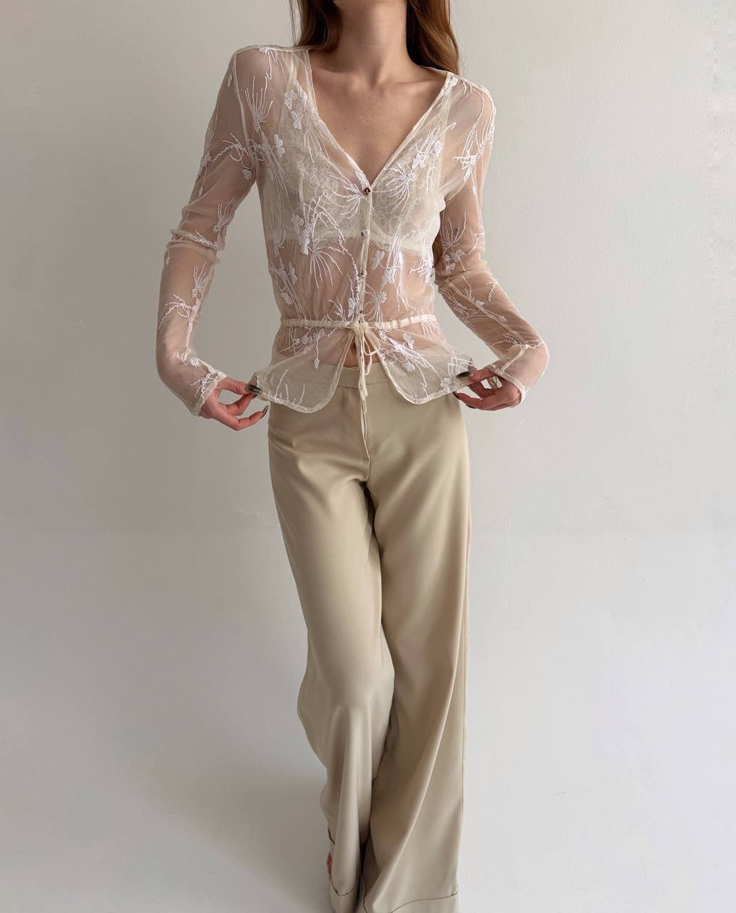 Vintage transparent button up blouse